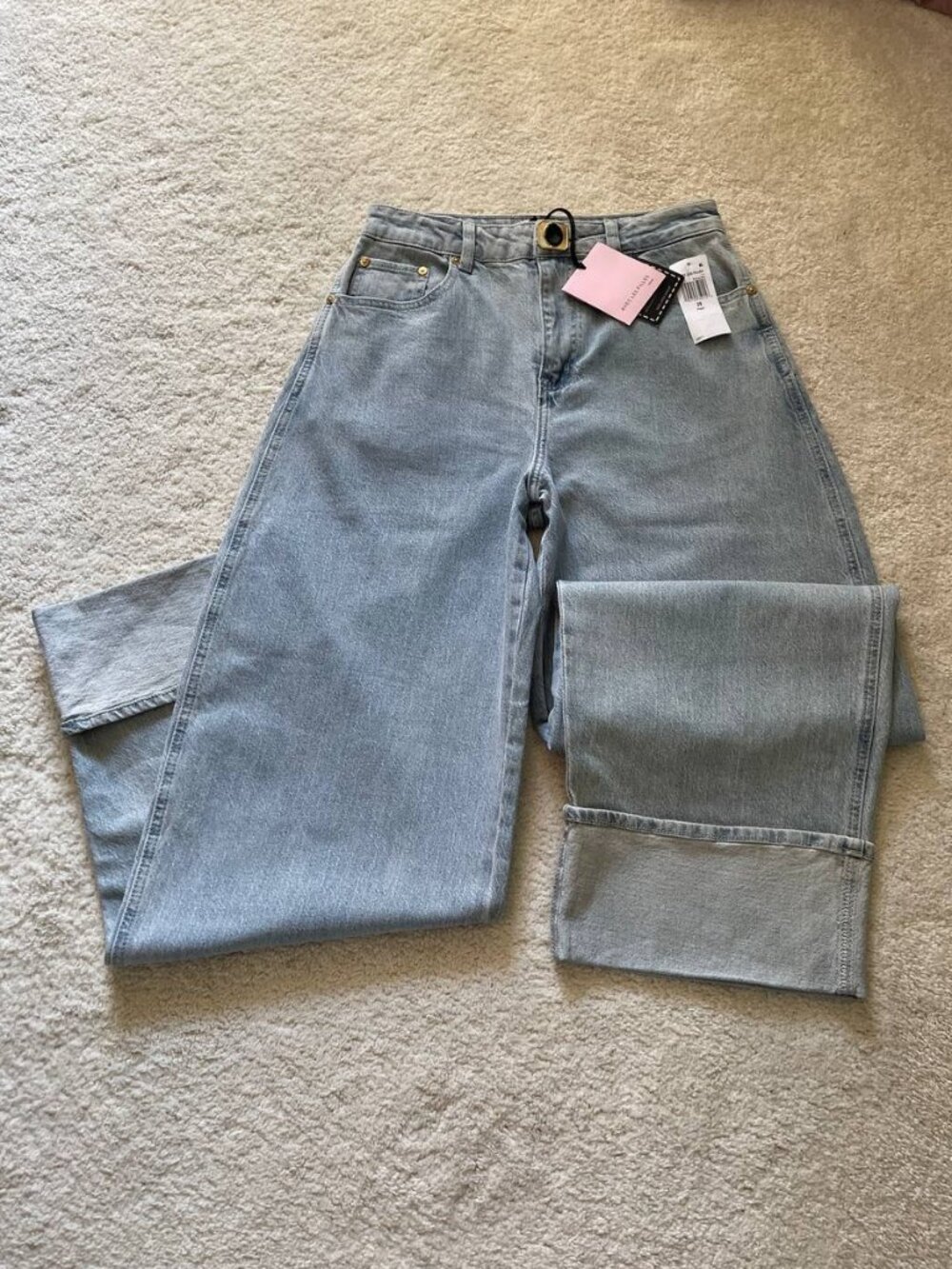 NWT Avec Les Filles Rolled Cuff Barrel Leg Women's Jeans Size 28